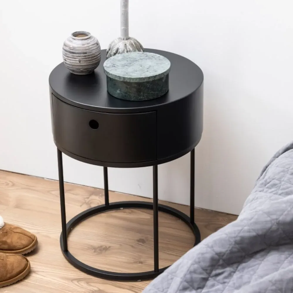 Pasco Wooden Bedside Cabinet with 1 Drawer - Black image