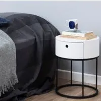 Pasco Wooden Bedside Cabinet with 1 Drawer - White