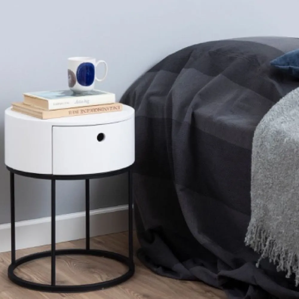 Pasco Wooden Bedside Cabinet with 1 Drawer - White