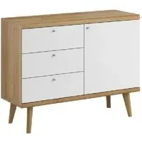 Pasco Wooden Sideboard with 1 Door 3 Drawers - White, Oak