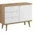 Pasco Wooden Sideboard with 1 Door 3 Drawers - White, Oak