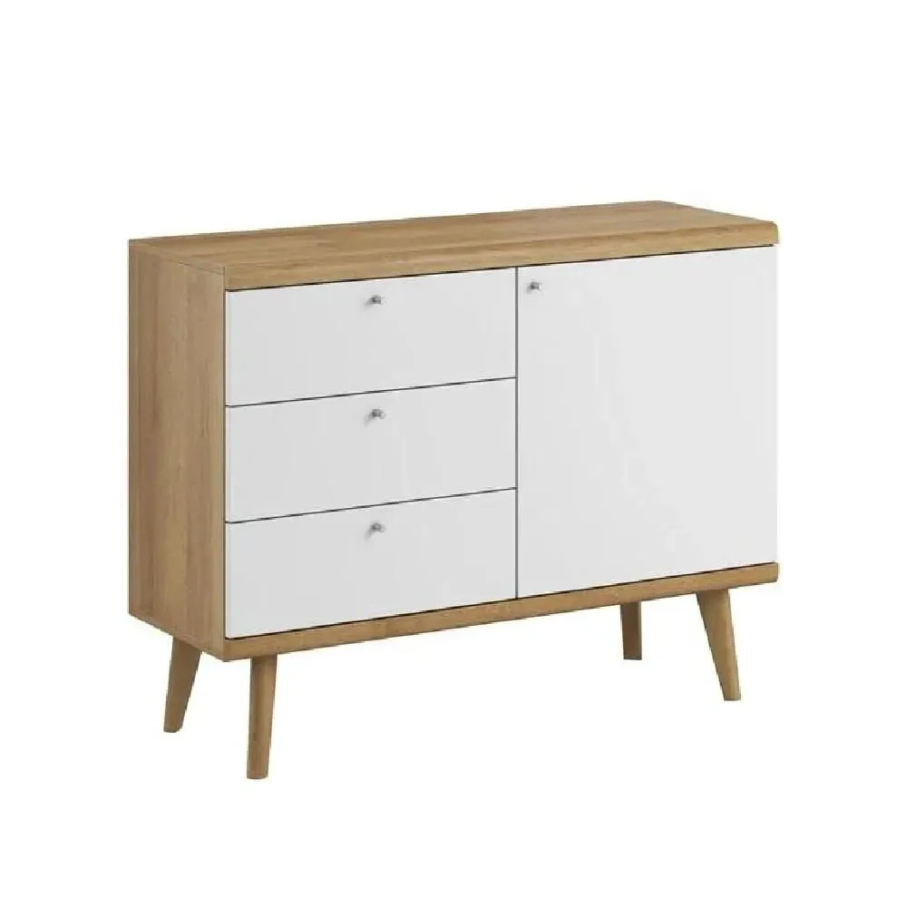 Pasco Wooden Sideboard with 1 Door 3 Drawers - White, Oak image
