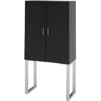 Pasico Small Storage Cabinet - Black, Faux Leather