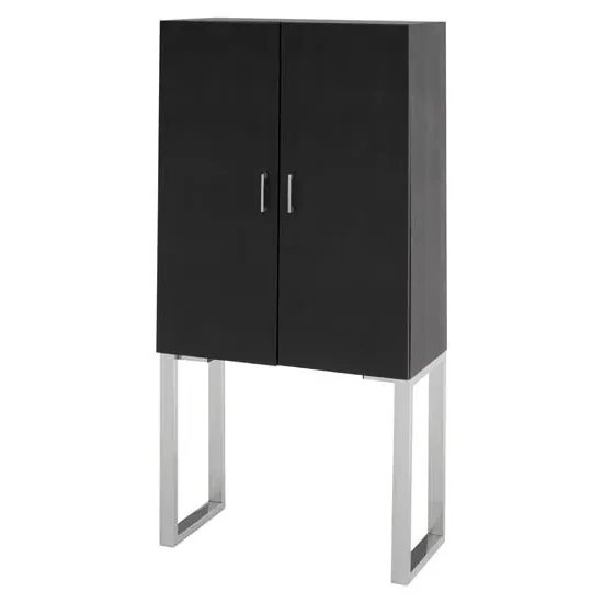 Pasico Small Storage Cabinet - Black, Faux Leather