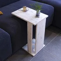 Pasific Side Table - White Marble Effect, Melamine Particleboard alternate view