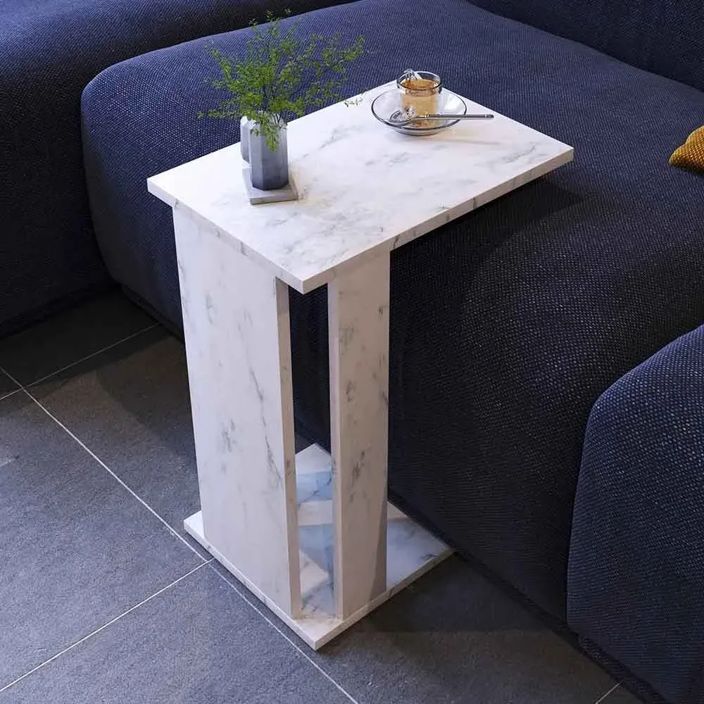 Pasific Side Table - White Marble Effect, Melamine Particleboard product