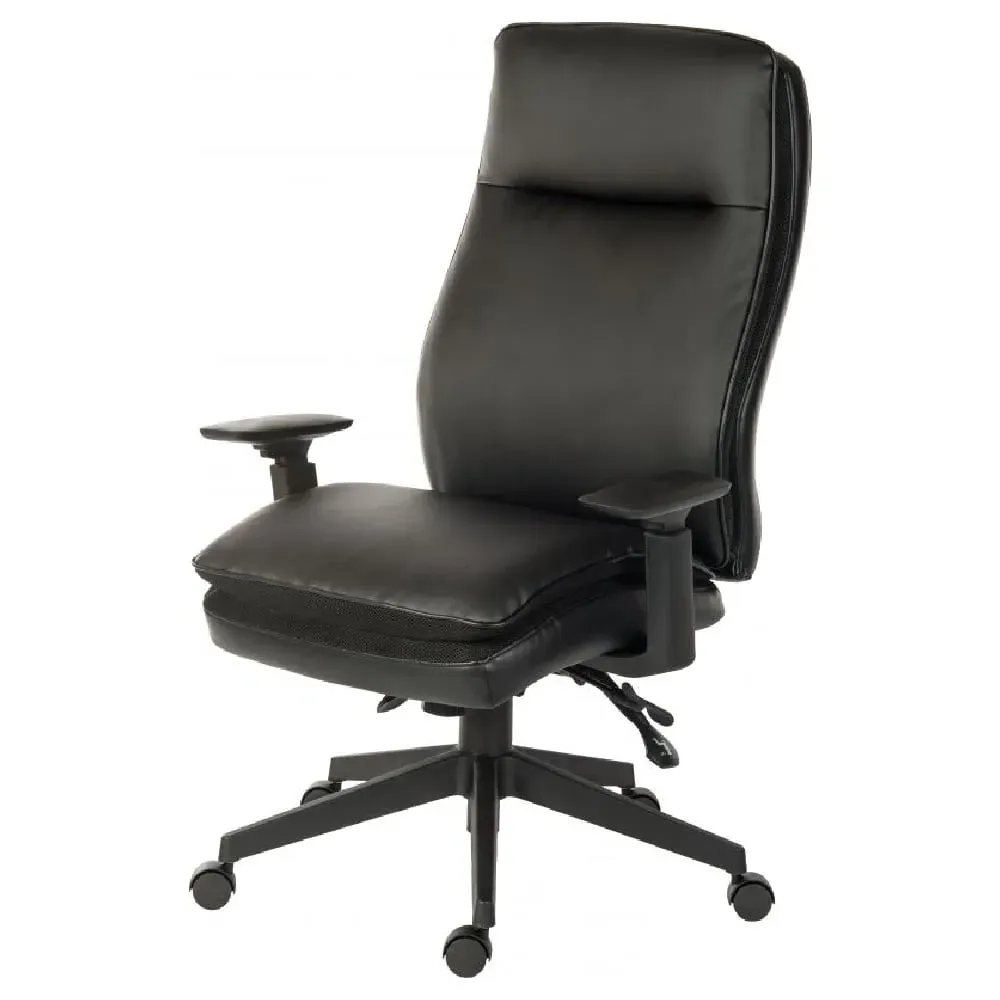 Paterson Office Chair with Gas Lift - Black, Leather