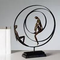 Patience Sculpture with Black Metal Base - Bronze