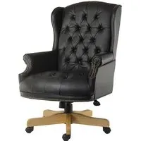 Patmos Executive Office Chair with Gas Lift - Black, Bonded Leather