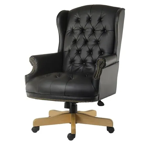 Patmos Executive Office Chair with Gas Lift - Black, Bonded Leather image