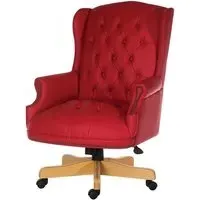 Patmos Executive Office Chair with Gas Lift - Red, Bonded Leather