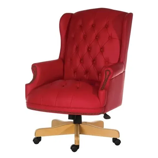 Patmos Executive Office Chair with Gas Lift - Red, Bonded Leather