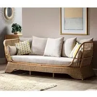 Patnos Rattan Day Bed - Natural, Blush Tweed Fabric