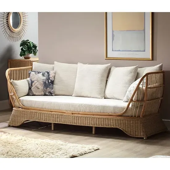 Patnos Rattan Day Bed - Natural, Jasper Fabric image