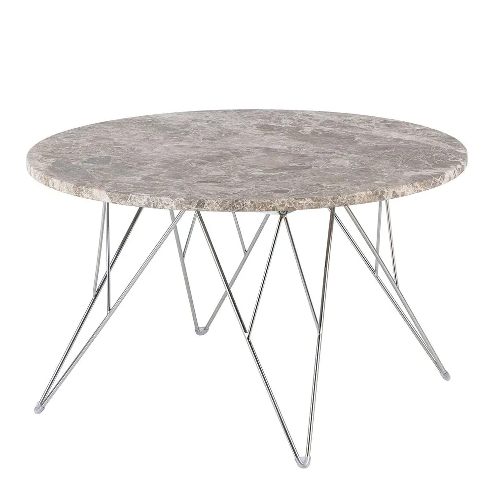 Patoka Round Coffee Table - Grey Brown Marble, Chrome product