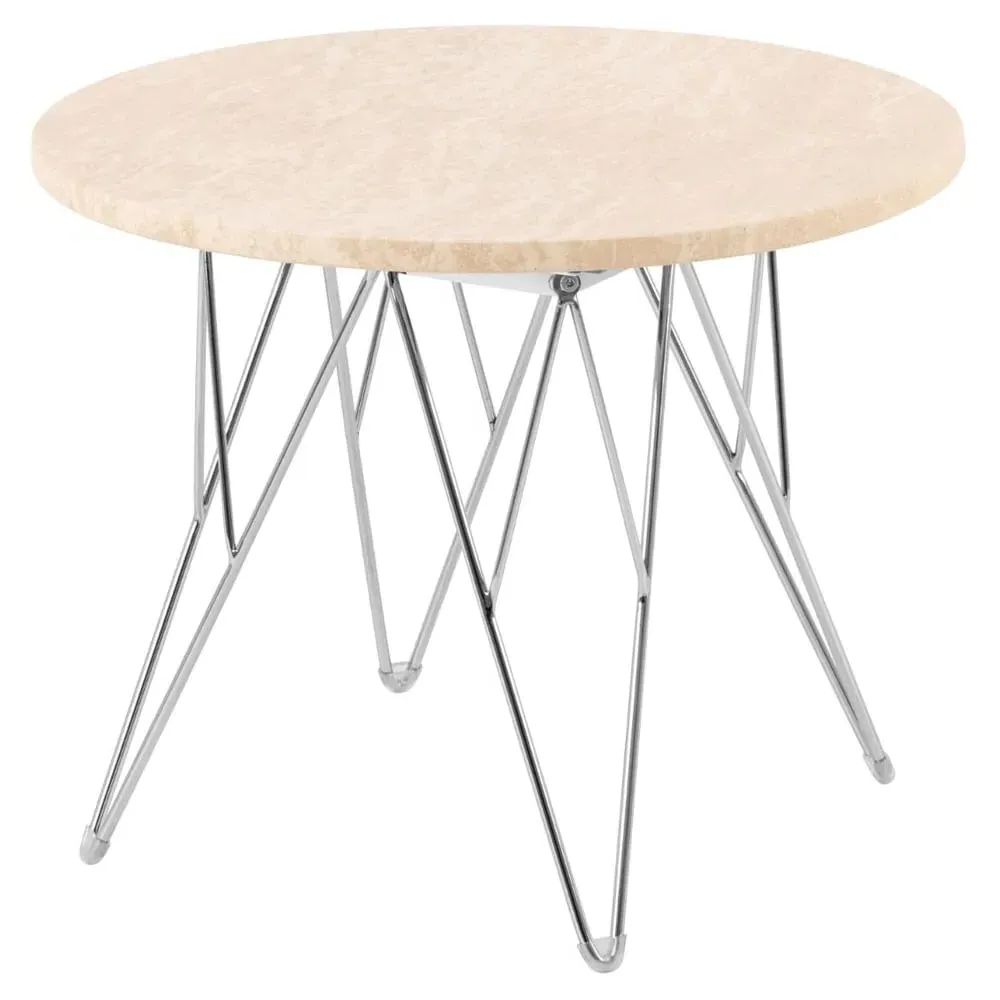 Patoka Round Side Table - Beige, Wood