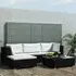 Paton 5 Piece Garden Lounge Set with Cushions - Black, Rattan