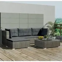 Paton 5 Piece Garden Lounge Set with Cushions - Grey, Rattan