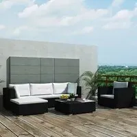 Paton 6 Piece Garden Lounge Set with Cushions - Black, Rattan