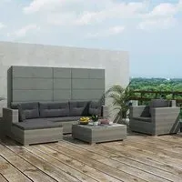 Paton 6 Piece Garden Lounge Set with Cushions - Grey, Rattan