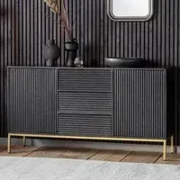 Pauls Sideboard with 2 Doors 3 Drawers - Black, Mango Wood