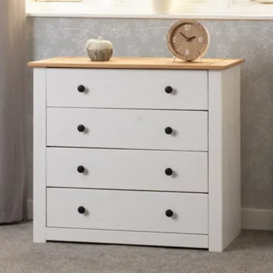 Pavia 4 Drawer Chest - White, Pine