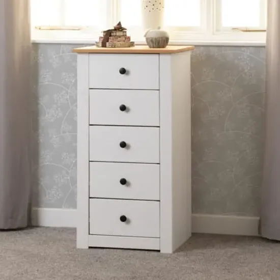 Pavia 5 Drawer Chest - White, Pine