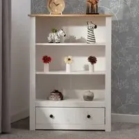 Pavia Bookcase with Drawer - White, Pine