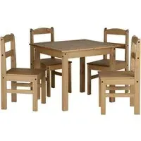 Pavia Dining Table with 4 Chairs - Natural Wax, Wood