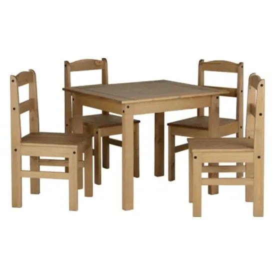 Pavia Dining Table with 4 Chairs - Natural Wax, Wood
