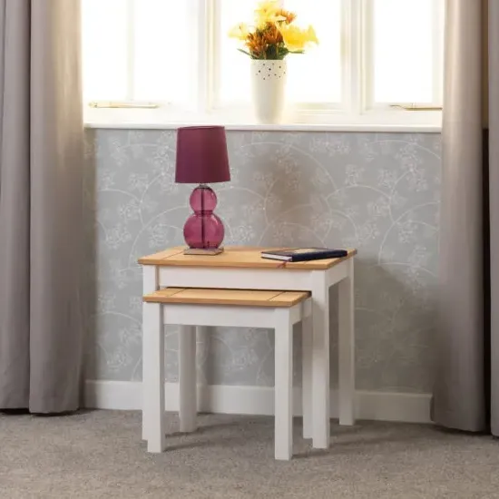 Pavia Nest of 2 Tables - White, Pine