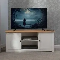 Pavia TV Stand with Storage - White, Pine