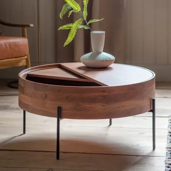 Pawhuska Round Storage Coffee Table - Natural