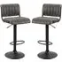 Pawling Bar Stools In Pair - Grey, Leather