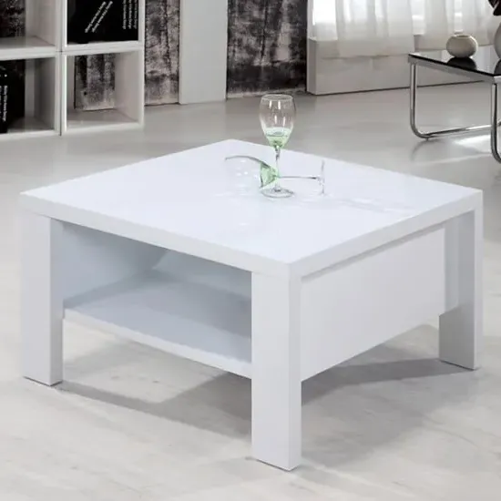 Paxton Square Coffee Table - White, High Gloss image