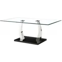 Payne Clear Glass Coffee Table - Clear, Stainless Steel