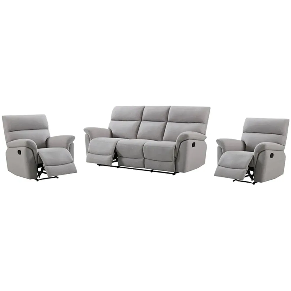 Payson 3+1+1 Recliner Sofa Set - Ash, Fabric