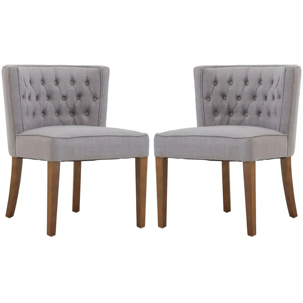Payson Fabric Dining Chairs with Natural Legs - Grey, Oak image