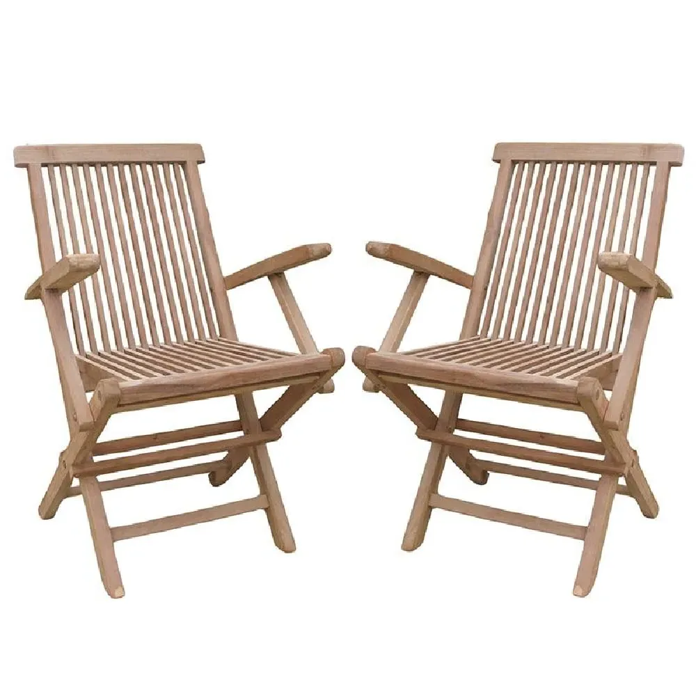 Payson Folding Arm Chairs in Pair - Teak