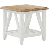 Payson Wooden Side Table - Natural, White