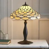Pearl Medium Tiffany Glass Table Lamp - Bronze