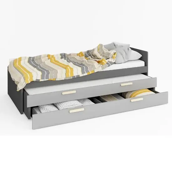 Pearl Single Bed with Trundle and Storage - Graphite