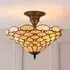 Pearl Tiffany Glass Semi-Flush Ceiling Light - Bronze