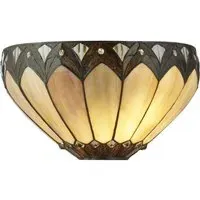 Pearl Tiffany Stained Glass Wall Light - Antique Brass