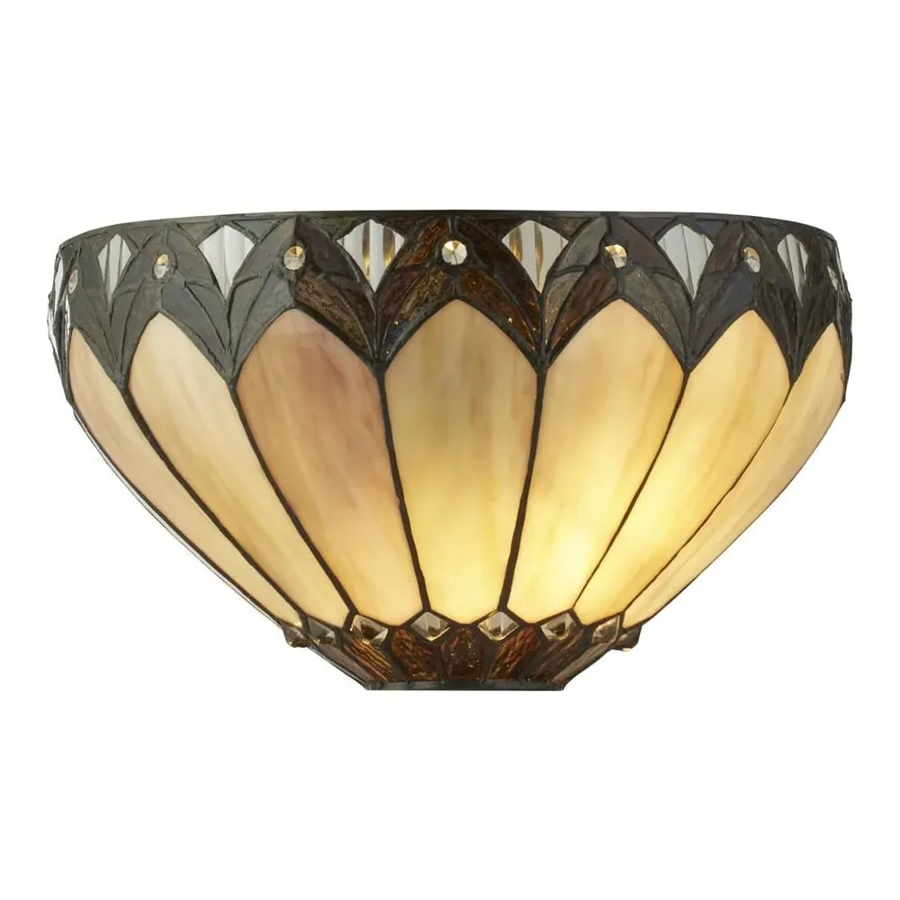 Pearl Tiffany Stained Glass Wall Light - Antique Brass image