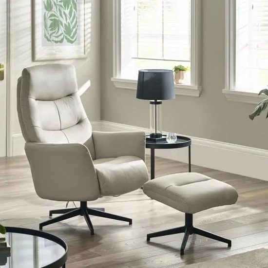 Pecos Recliner Chair and Stool - Grey, Velvet