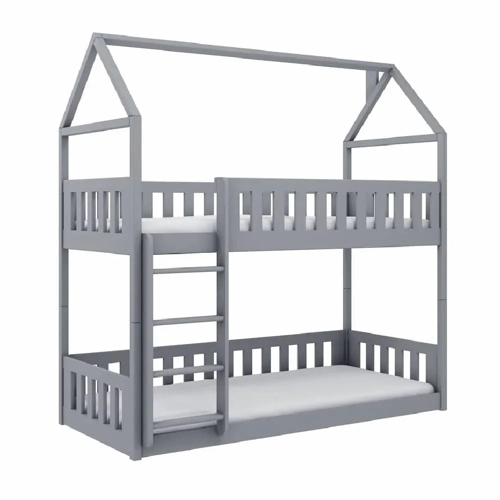 Pecos Wooden Bunk Bed with Foam Mattress - Grey