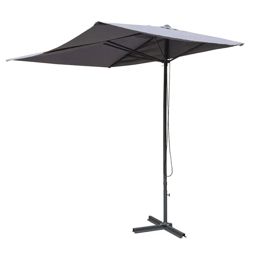Peebles Half Garden Parasol with Pulley - Grey, Polyester image