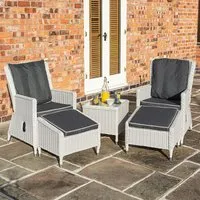 Peebles Reclining Lounger Set with Footstools - Putty Grey, Rattan alternate view