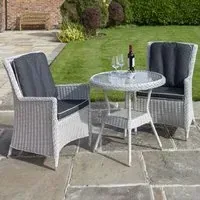 Peebles Round Bistro Set with Cushions - Grey, Rattan